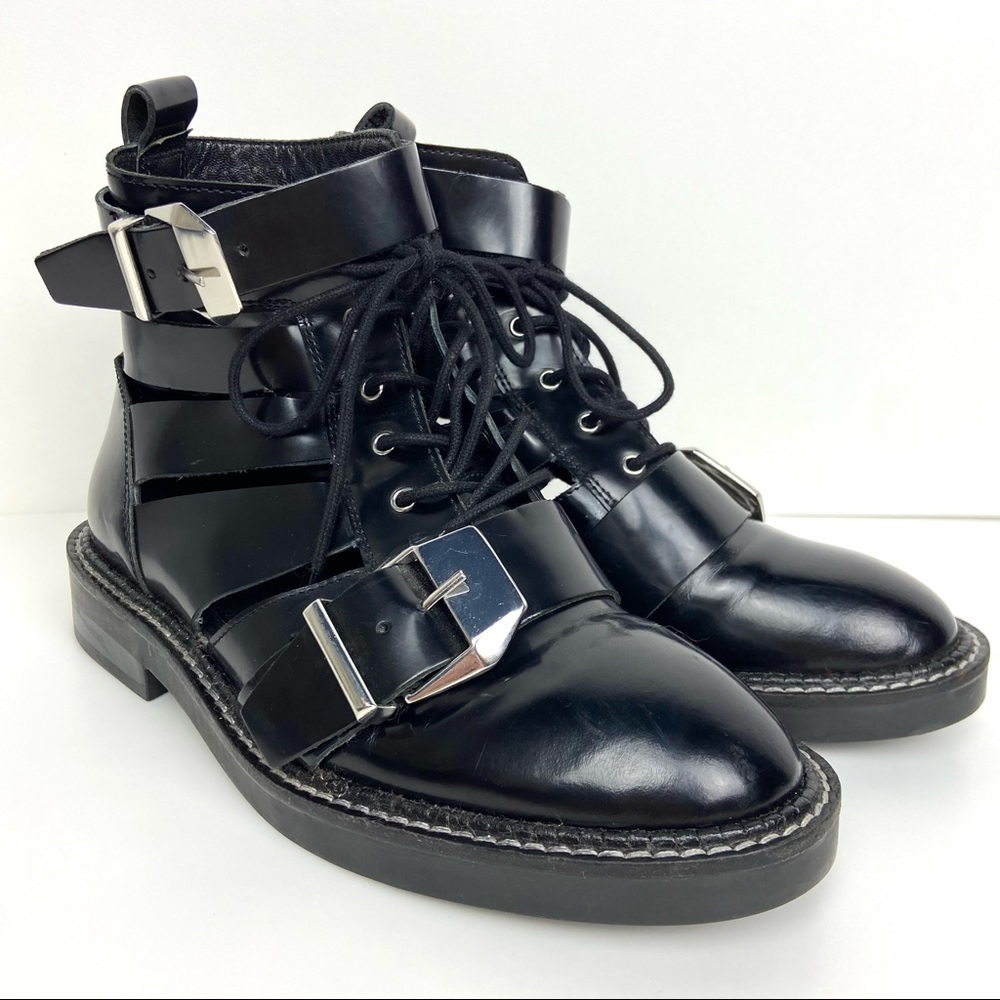 ASOS Buckle Gladiator Cutout Sandals Black Size 5